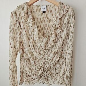 Cabi Mesh V Neck Blouse